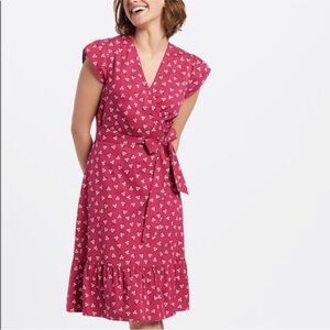 Draper James Women's Pink Floral Wrap Dress with Tie Waist